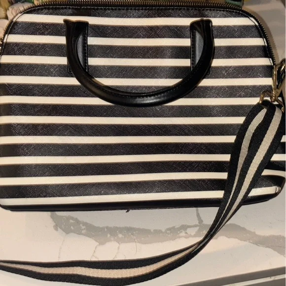 Kate Spade Black and White Striped Satchel - Picture 4 of 4